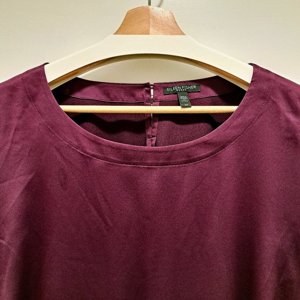 Eileen Fisher Purple Satin Top - Picture 3 of 7